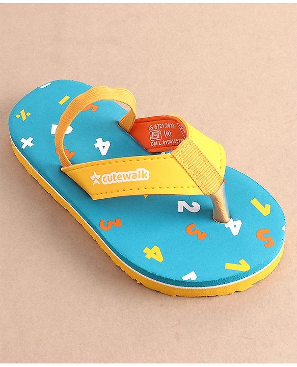Cute Walk by Babyhug Slip On Flip Flops with Numeric Print- Blue
