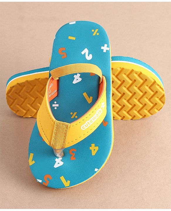 Cute Walk by Babyhug Slip On Flip Flops with Numeric Print- Blue