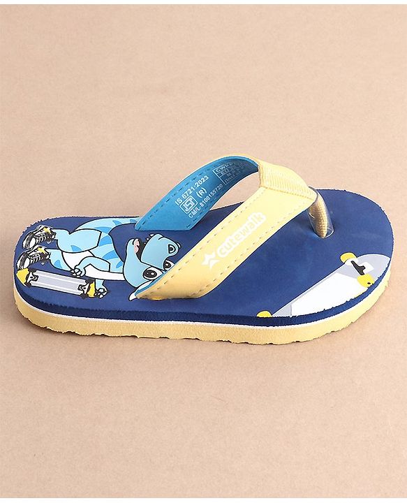 Cute Walk by Babyhug Slip On  Flip Flops with Dino Print- Blue