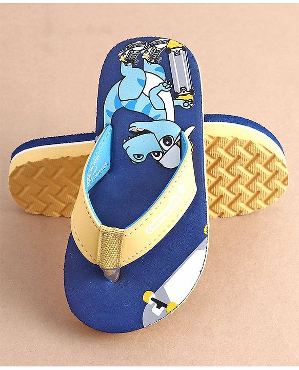 Cute Walk by Babyhug Slip On  Flip Flops with Dino Print- Blue