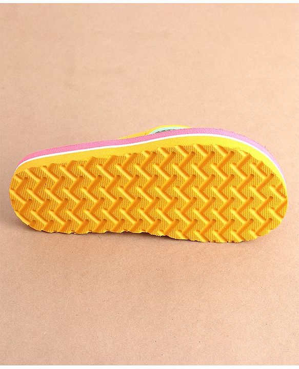 Cute Walk by Babyhug Slip On Flip Flops with Rainbow Print- Pink