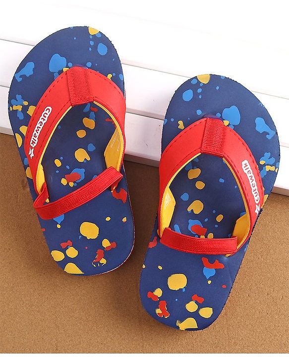 Cute Walk by Babyhug Slip On  Flip Flops with Colour Slash Print-  Red