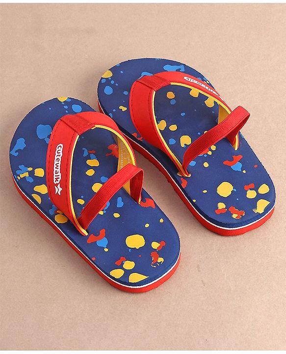 Cute Walk by Babyhug Slip On  Flip Flops with Colour Slash Print-  Red