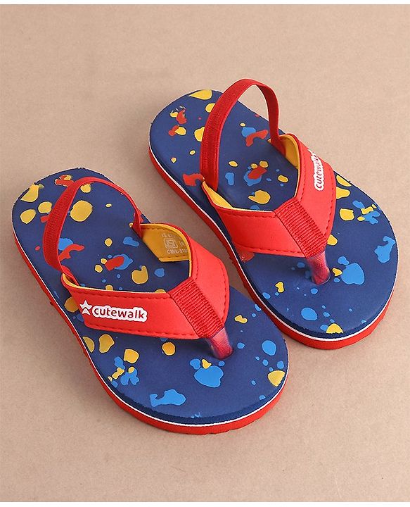 Cute Walk by Babyhug Slip On  Flip Flops with Colour Slash Print-  Red