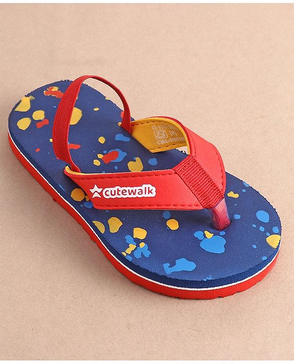 Cute Walk by Babyhug Slip On  Flip Flops with Colour Slash Print-  Red