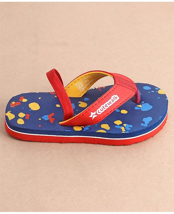 Cute Walk by Babyhug Slip On  Flip Flops with Colour Slash Print-  Red