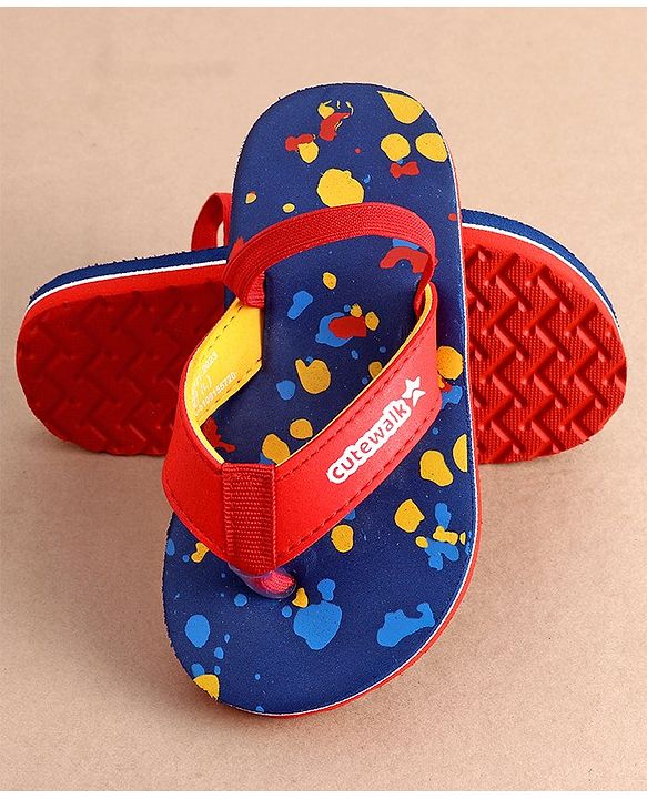 Cute Walk by Babyhug Slip On  Flip Flops with Colour Slash Print-  Red