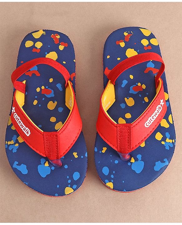 Cute Walk by Babyhug Slip On  Flip Flops with Colour Slash Print-  Red