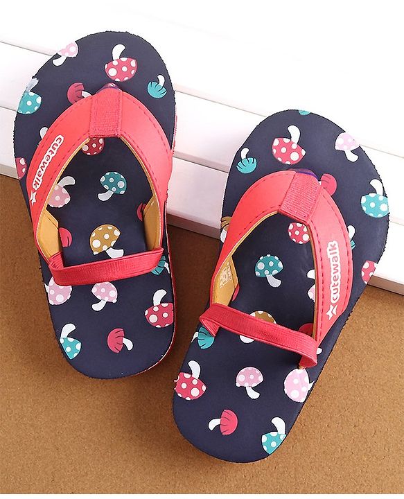 Cute Walk by Babyhug Slip On Flip Flops with Mushroom Print-  Blue