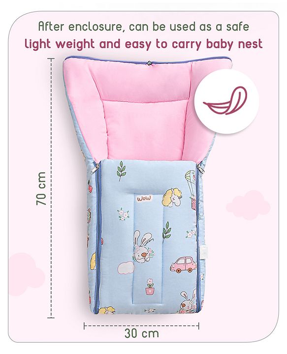 Babyhug Premium Bedding Super Saver Combo Set of 3 Bunny Print- Blue