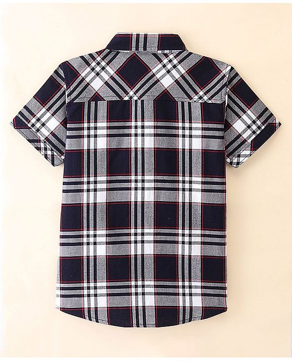 Pine Kids Woven Cotton Knit Half Sleeve Checks Shirt With T Shirt - Black & White