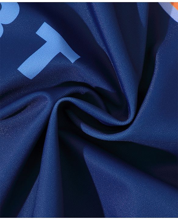 Pine Kids Half Sleeves Legged Swimsuit with  Cap Text Print - Navy Blue