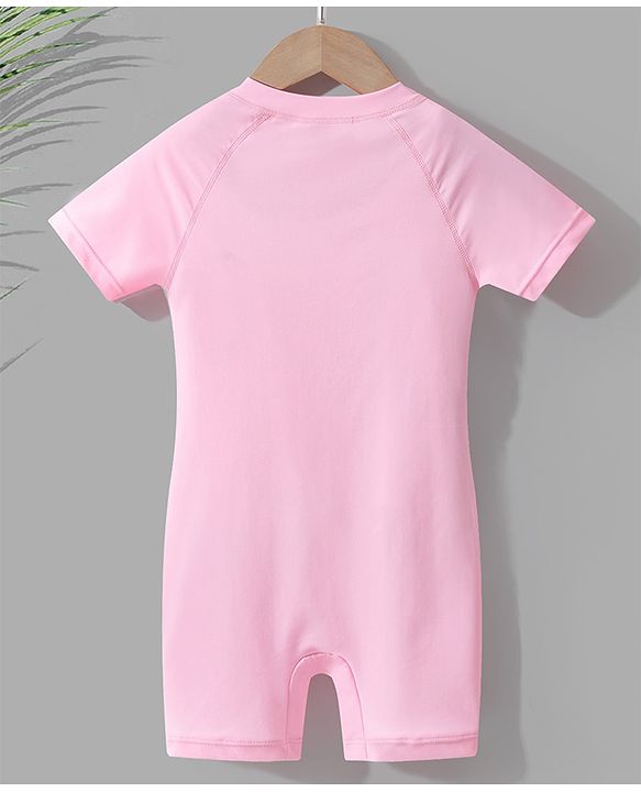 Pine Kids Raglan Half Sleeves Legged Swimsuit - Pink