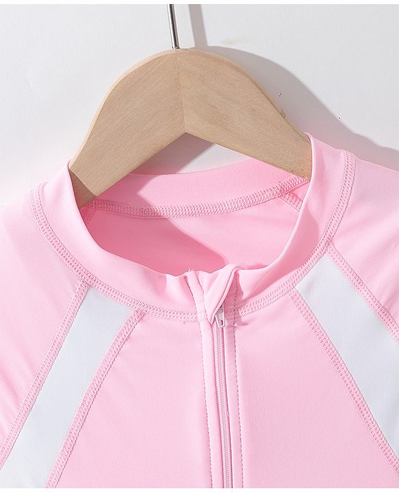 Pine Kids Raglan Half Sleeves Legged Swimsuit - Pink