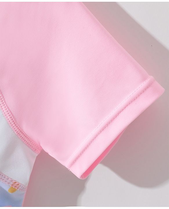 Pine Kids Raglan Half Sleeves Legged Swimsuit - Pink