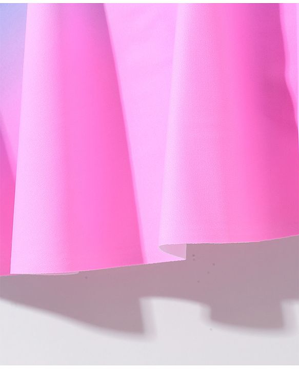 Pine Kids Sleeveless Text Printed Frock Style Swimsuit -Pink