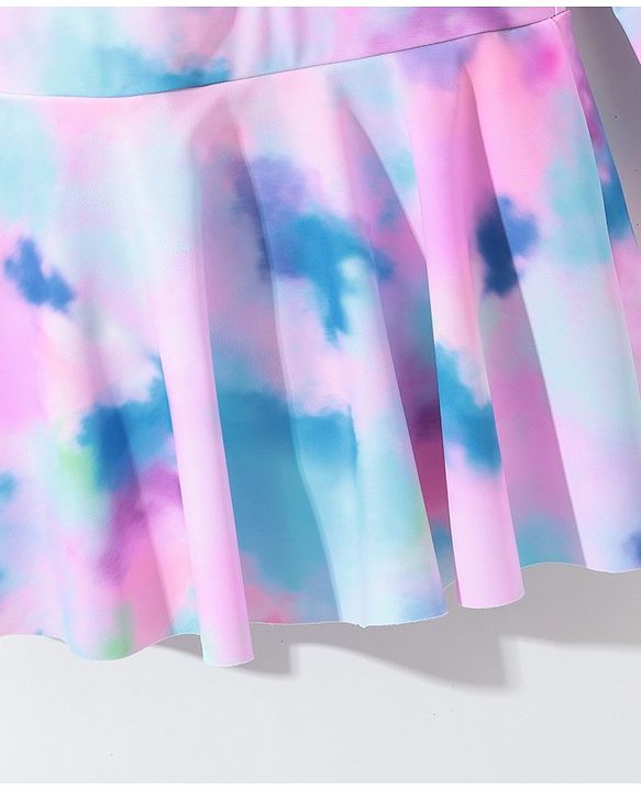 Pine Kids Raglan Full Sleeves Swimsuit Tie Dye Print -Pink