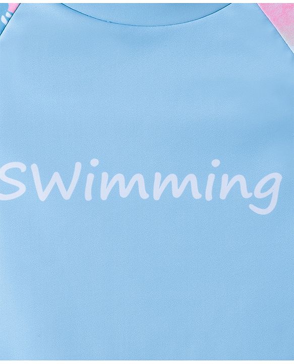 Pine Active Half Sleeves Two Piece Swimsuit Splash Print- Blue