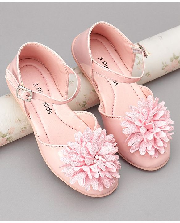 Pine Kids Belly Shoes Floral Applique - Golden
