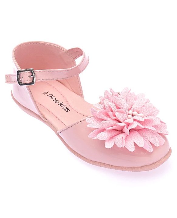 Pine Kids Belly Shoes Floral Applique - Golden