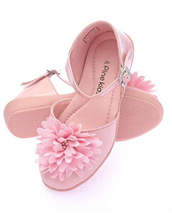 Pine Kids Belly Shoes Floral Applique - Golden