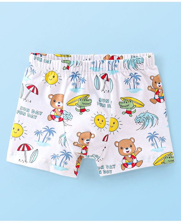 Babyhug 100% Cotton Knit Trunks Teddy Print Pack of 3 - Multicolour