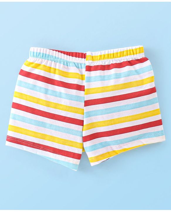 Babyhug 100% Cotton Knit Trunks Teddy Print Pack of 3 - Multicolour