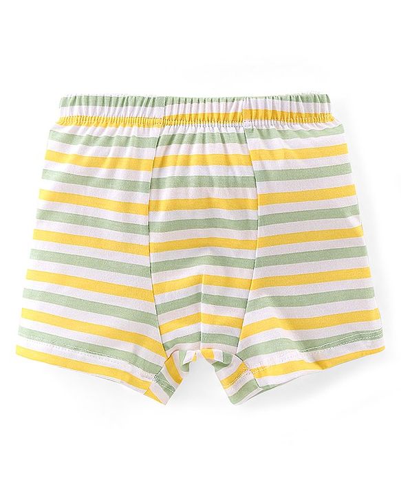 Babyhug 100% Cotton Knit Solid Stripe & Animal Print Trunk Pack of 3- White & Yellow
