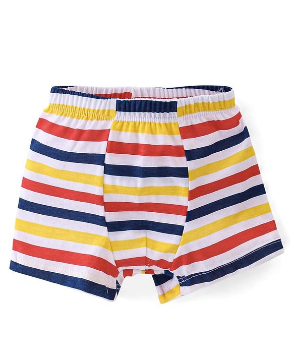 Babyhug 100% Cotton Knit Dino & Stripe Print Trunks Pack of 3- Multicolour