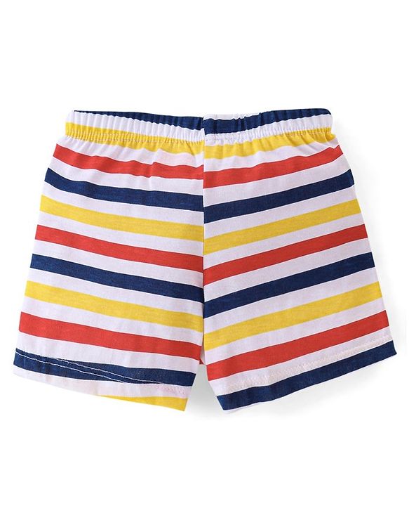 Babyhug 100% Cotton Knit Dino & Stripe Print Trunks Pack of 3- Multicolour