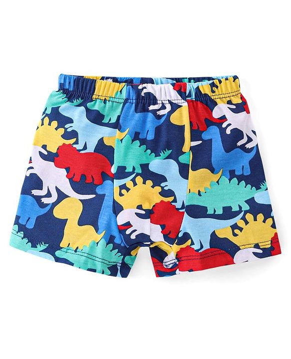 Babyhug 100% Cotton Knit Dino & Stripe Print Trunks Pack of 3- Multicolour