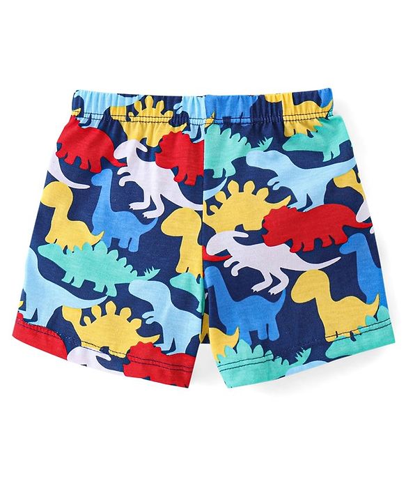 Babyhug 100% Cotton Knit Dino & Stripe Print Trunks Pack of 3- Multicolour