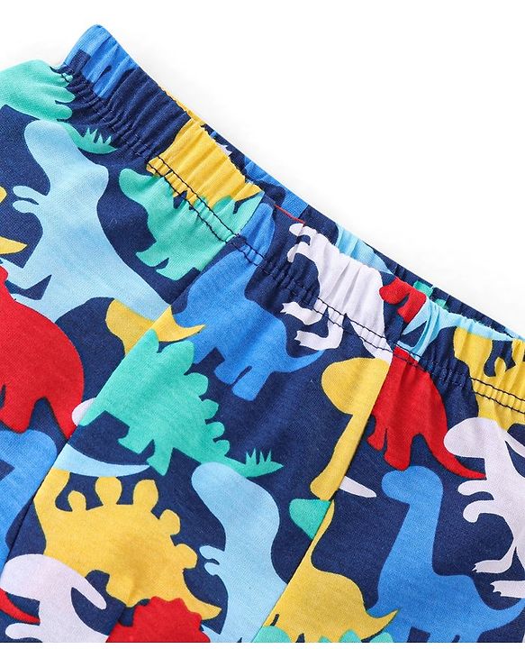 Babyhug 100% Cotton Knit Dino & Stripe Print Trunks Pack of 3- Multicolour