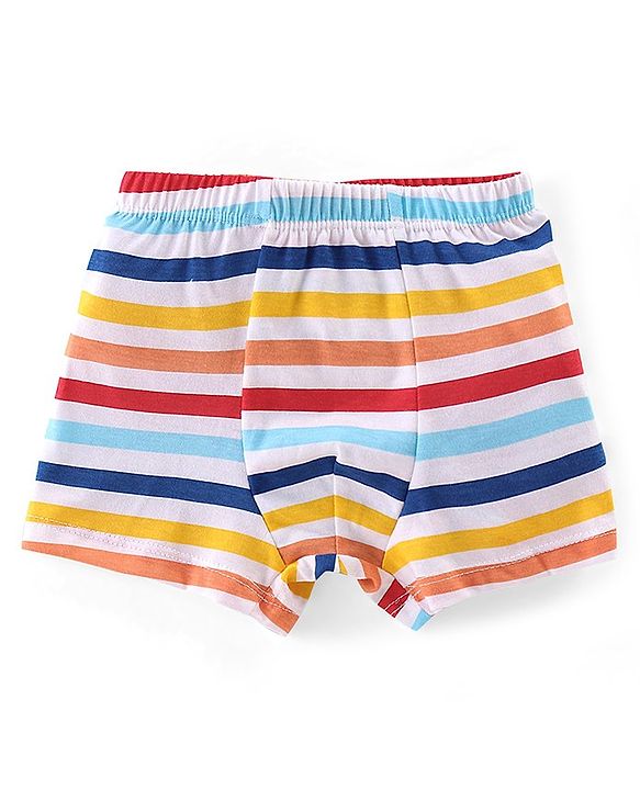 Babyhug 100% Cotton Knit Teddy & Stripe Print Trunks Pack of 3- Multicolour