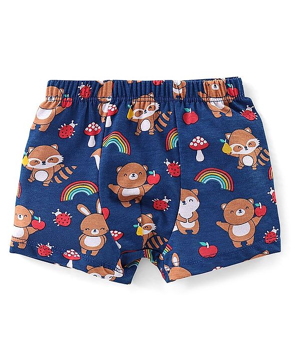 Babyhug 100% Cotton Knit Teddy & Stripe Print Trunks Pack of 3- Multicolour