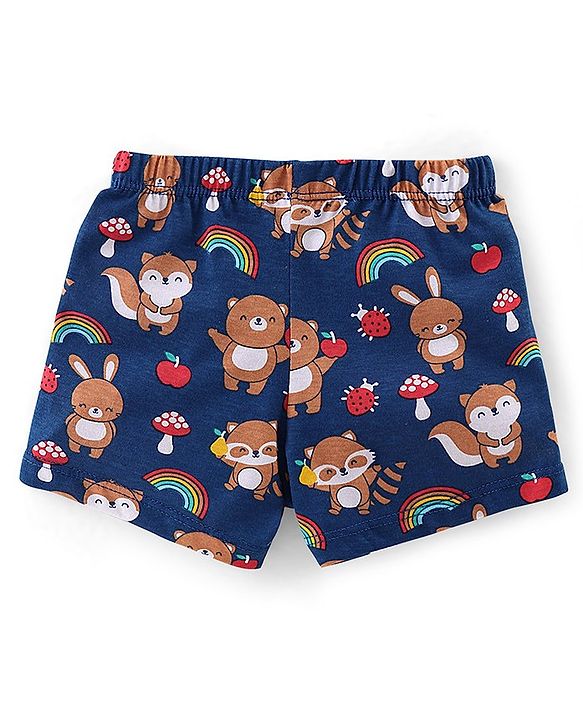 Babyhug 100% Cotton Knit Teddy & Stripe Print Trunks Pack of 3- Multicolour