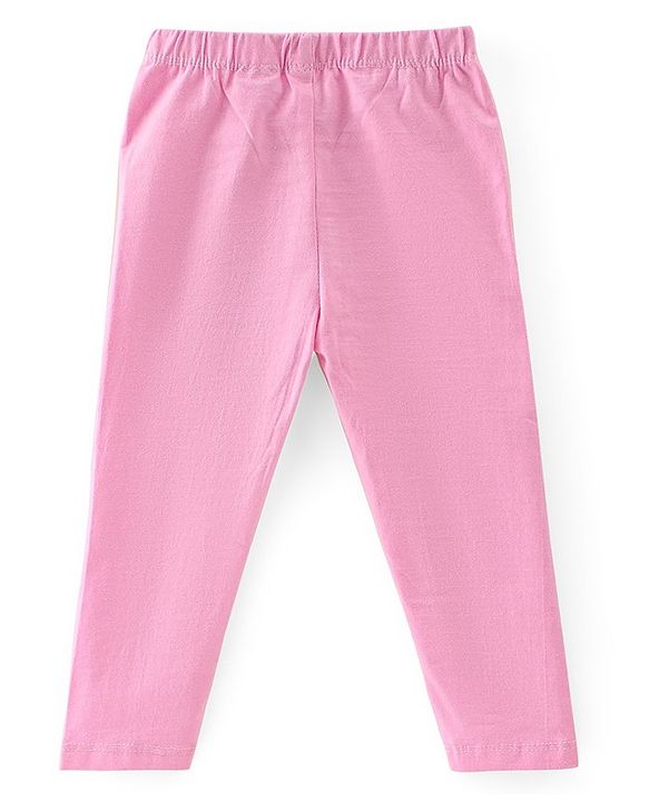 Babyhug Cotton Lycra Full Length Floral Printed Leggings Pack of 3 - Pink & Cream