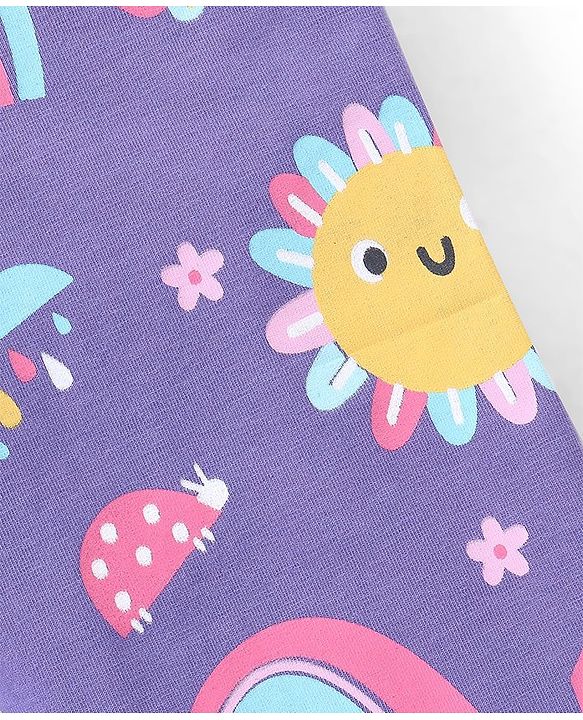 Babyhug Cotton Lycra Full Length Leggings With Stretch Floral & Rainbow Print Pack of 3 - Multicolor