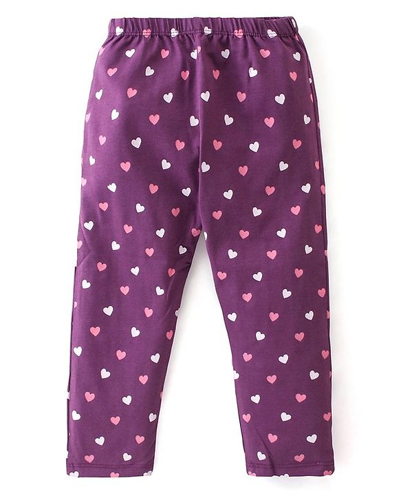Babyhug Cotton Lycra Full Length Leggings Heart & Butterfly Print Pack of 3 - Multicolour