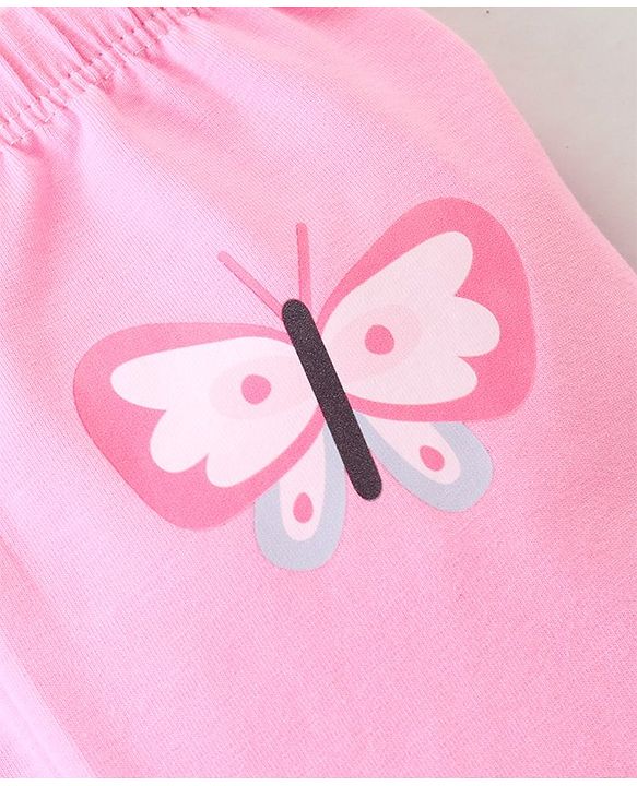 Babyhug Cotton Lycra Full Length Leggings Heart & Butterfly Print Pack of 3 - Multicolour