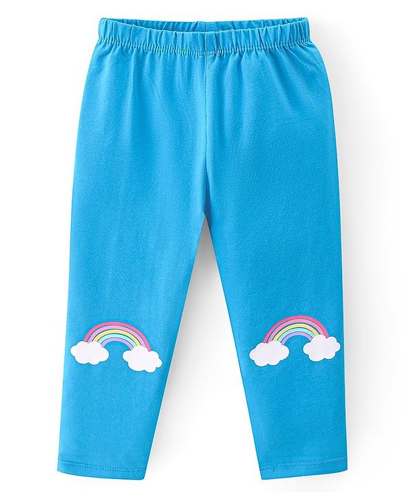 Babyhug Cotton Lycra Full Length Leggings With Heart & Floral Print Pack Of 3 - Multicolor