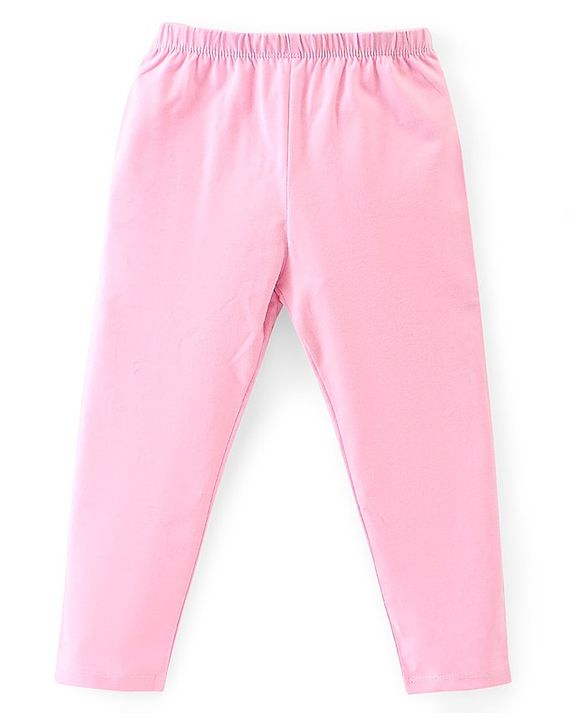 Babyhug Cotton Lycra Full Length Leggings Floral Print & Solid Pack of 3 - Multicolour