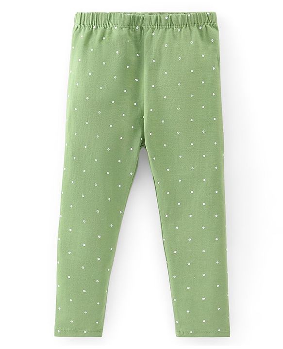 Babyhug Cotton Lycra Full Length Leggings Floral Printed Pack of 2 - Pink & Green