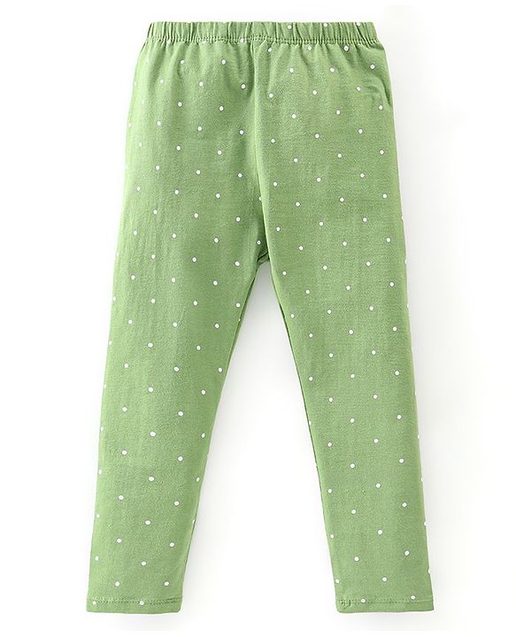 Babyhug Cotton Lycra Full Length Leggings Floral Printed Pack of 2 - Pink & Green