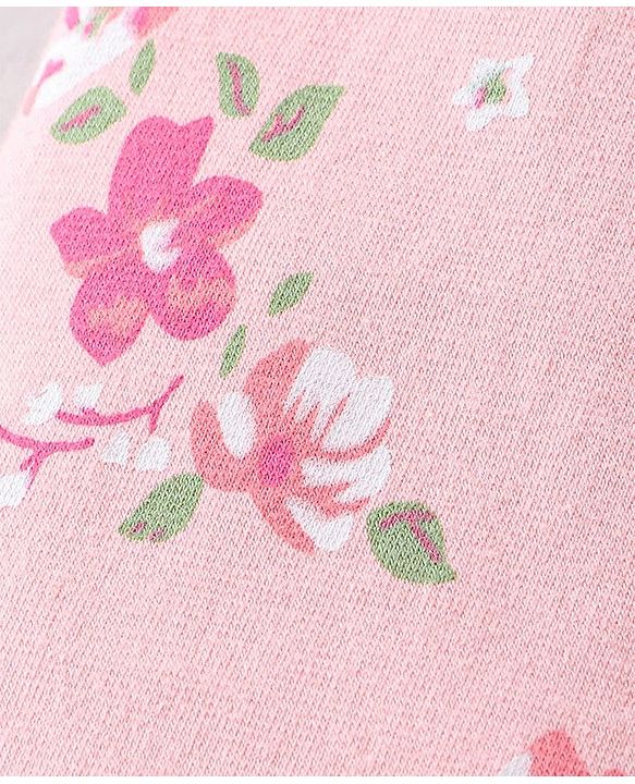 Babyhug Cotton Lycra Full Length Leggings Floral Printed Pack of 2 - Pink & Green