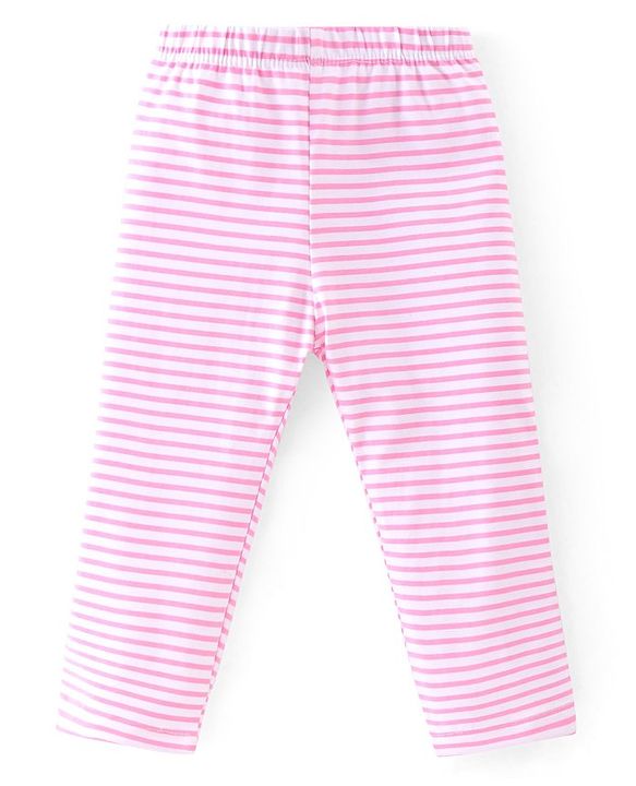 Babyhug Cotton Lycra Full Length Leggings With Floral Print & Polka Dots Print Pack Of 5 - Multicolour