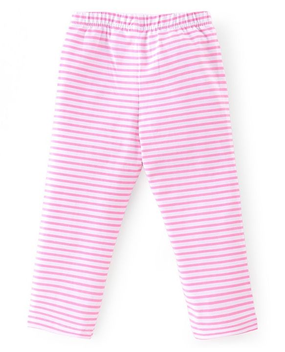 Babyhug Cotton Lycra Full Length Leggings With Floral Print & Polka Dots Print Pack Of 5 - Multicolour