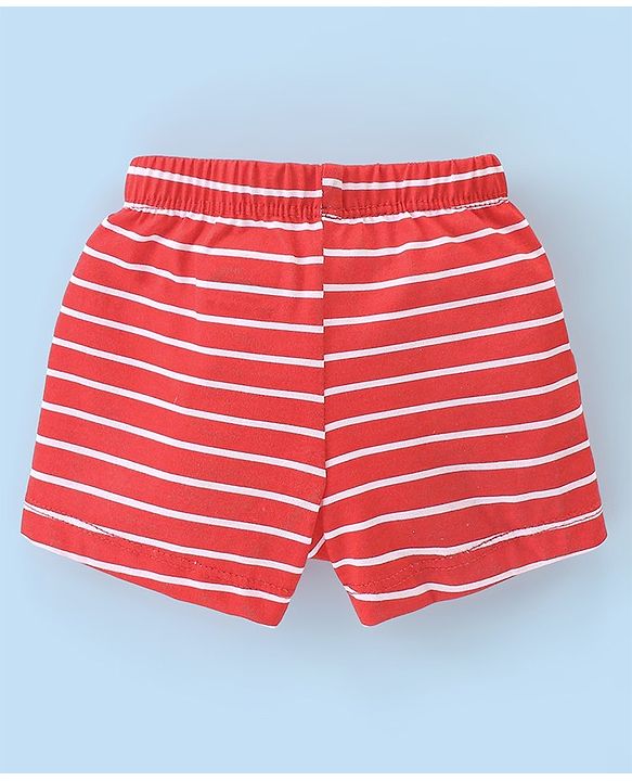 Babyhug 100% Cotton Striped & Whales Print Briefs Pack of 3 - Red White & Navy