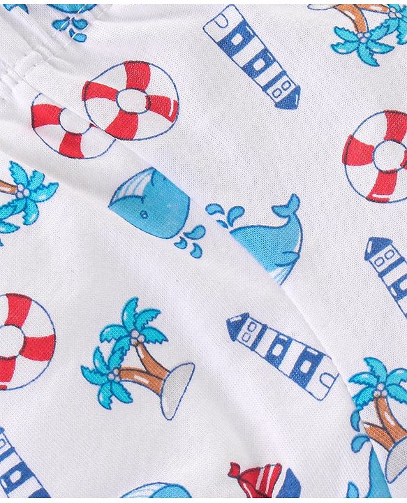 Babyhug 100% Cotton Striped & Whales Print Briefs Pack of 3 - Red White & Navy