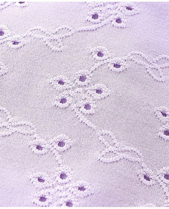 Babyhug Cotton Sleeveless Top & Shorts With Floral Embroidery - Purple